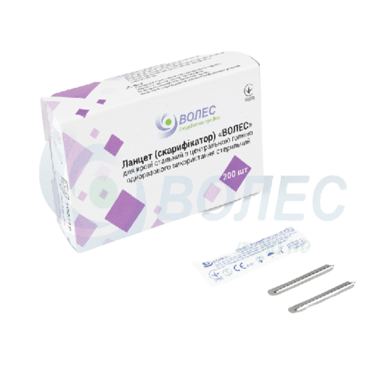 Ланцет (скарифікатор) "ВОЛЕС" для крові стальний, №200